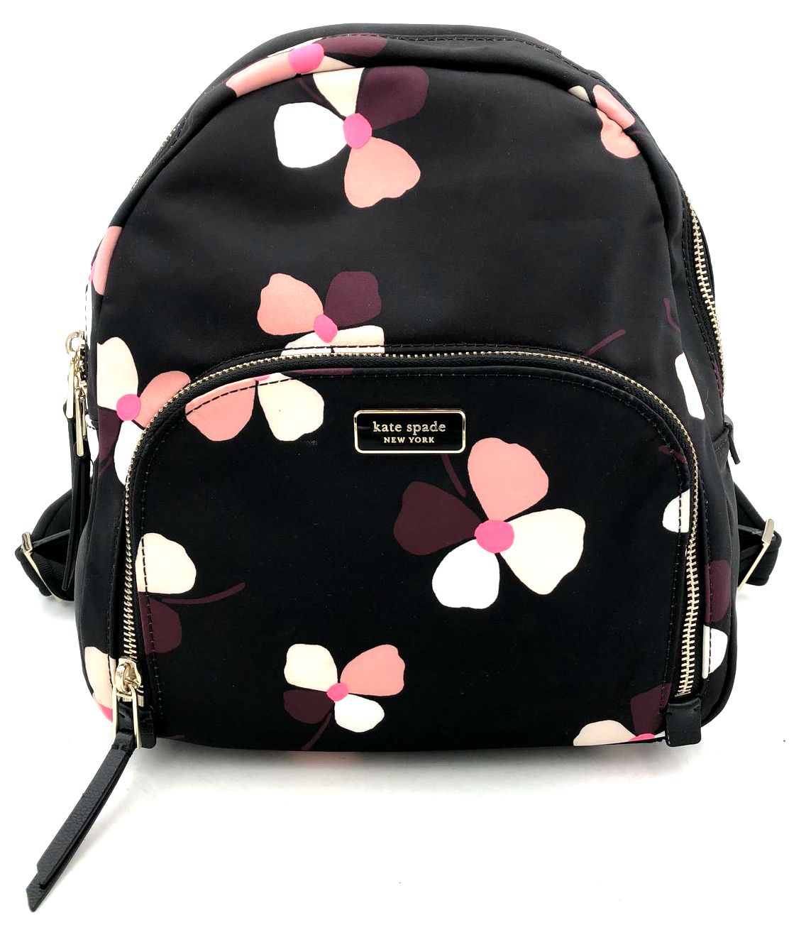 Kate Spade &#39;Dawn Dusk Buds&#39; Black/Pink/Purple Floral Print Nylon Backpack (+COA)