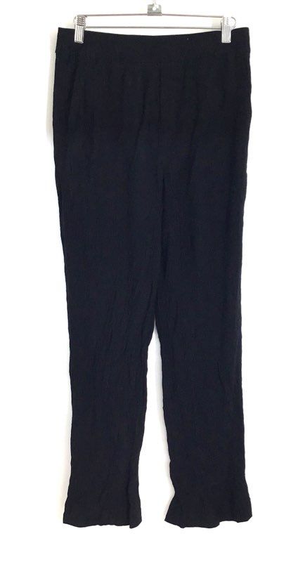 Madewell Women's Black Textured Elastic Waist Pull On Straight Leg Pants Sz S