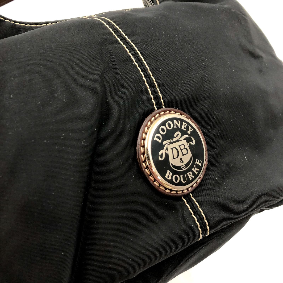 Vintage Dooney & Bourke Black Nylon Hobo Bag with Brown Leather Trim (+COA)
