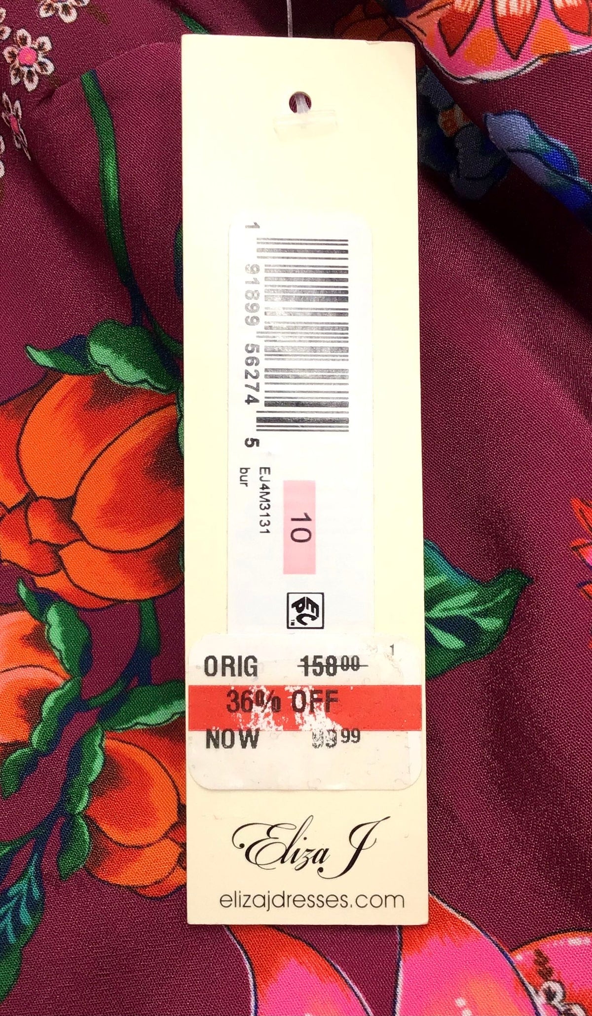 NWT Eliza J Women's Burgundy Floral Mini Dress - Size 10