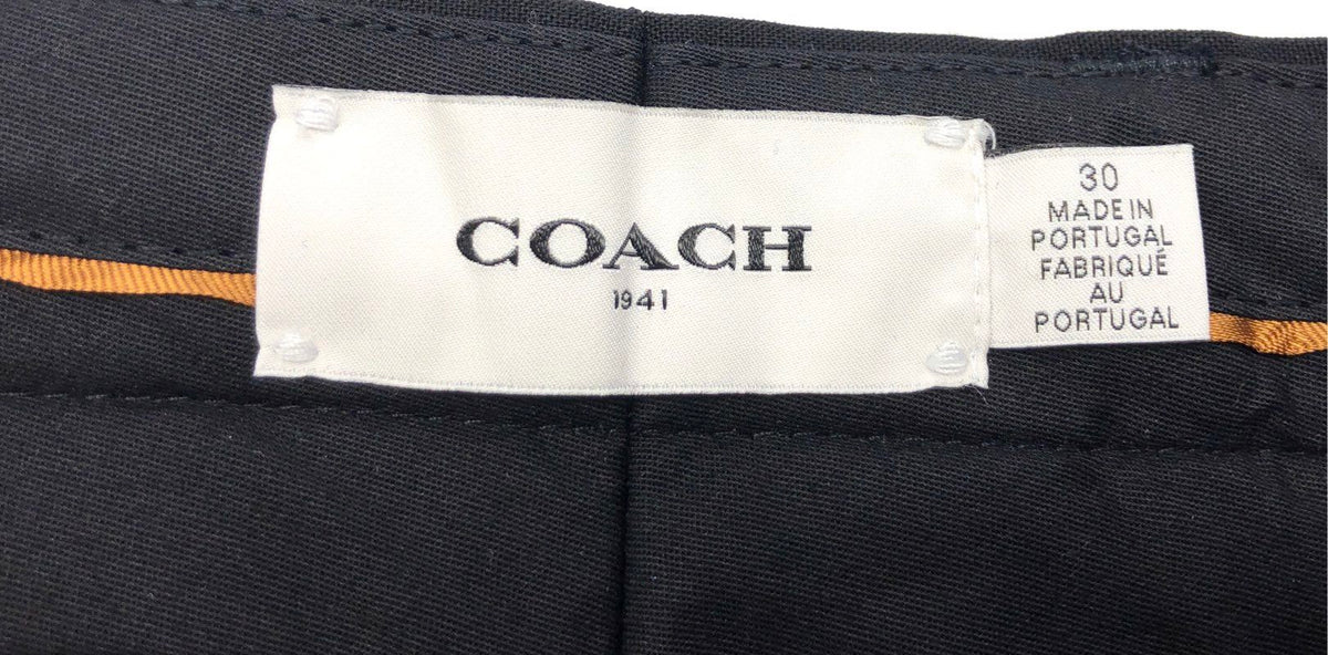 Coach 1941 Men's Black Wool Blend Slim Fit Dress Trousers Portugal Size 30