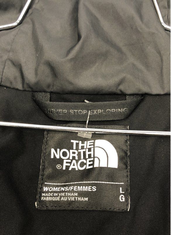 The North Face Women's Black Hooded Trench Rain Jacket Parka Buckle Sz L