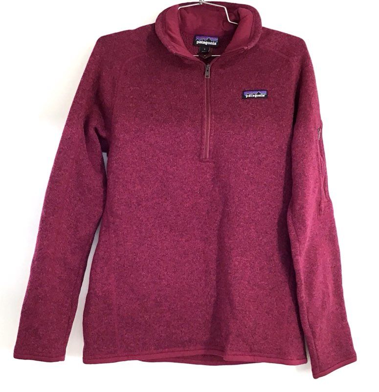 Patagonia Women's Better Sweater 1/4 Zip Pullover Magenta Knit Fleece Sz L