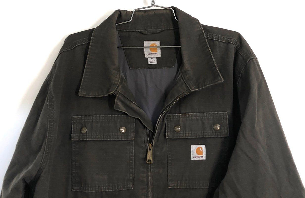 Carhartt Men's 100257 Dark Olive Cotton Ripstop Full Zip Work Jacket Sz XL