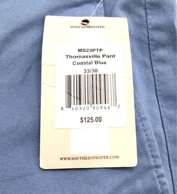 NWT Southern Proper Men&#39;s Blue Straight Leg Chino Pants - Size 33/30