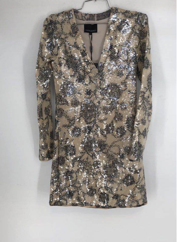NWT Cynthia Rowley Women's Beige Malia Sequin Mini Dress - Size 0