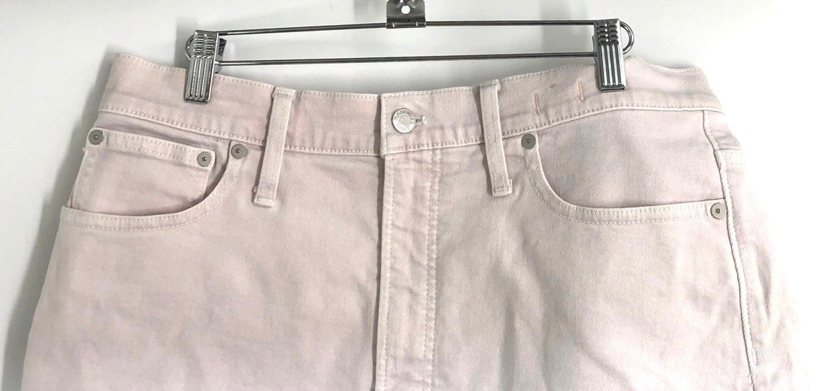 Madewell Women's Denim Shorts Blush Pink High Rise Raw Hem Frayed Stretch