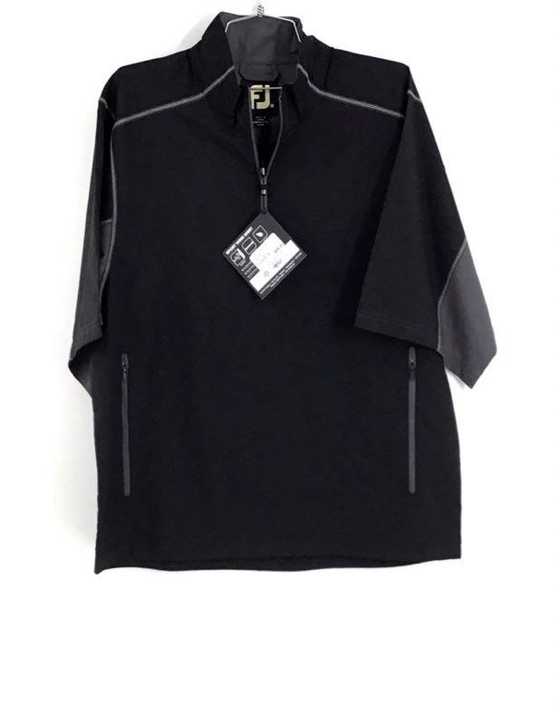 NWT Footjoy Men&#39;s Black Charcoal Short Sleeve 1/2 Zip Golf Windshirt - Size M