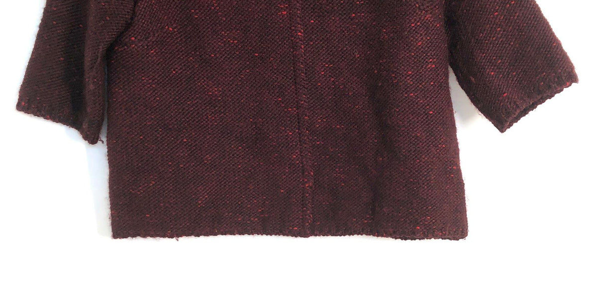 Buchanan & Kang Women's Burgundy Marled Zip Back Cropped Knit Top Sz XS