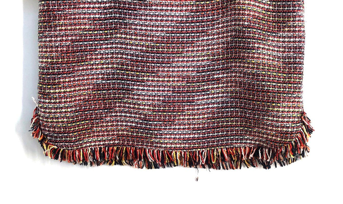Laundry by Shelli Segal Women's Multi Boucle Tweed Fringed Mini Skirt Sz 10