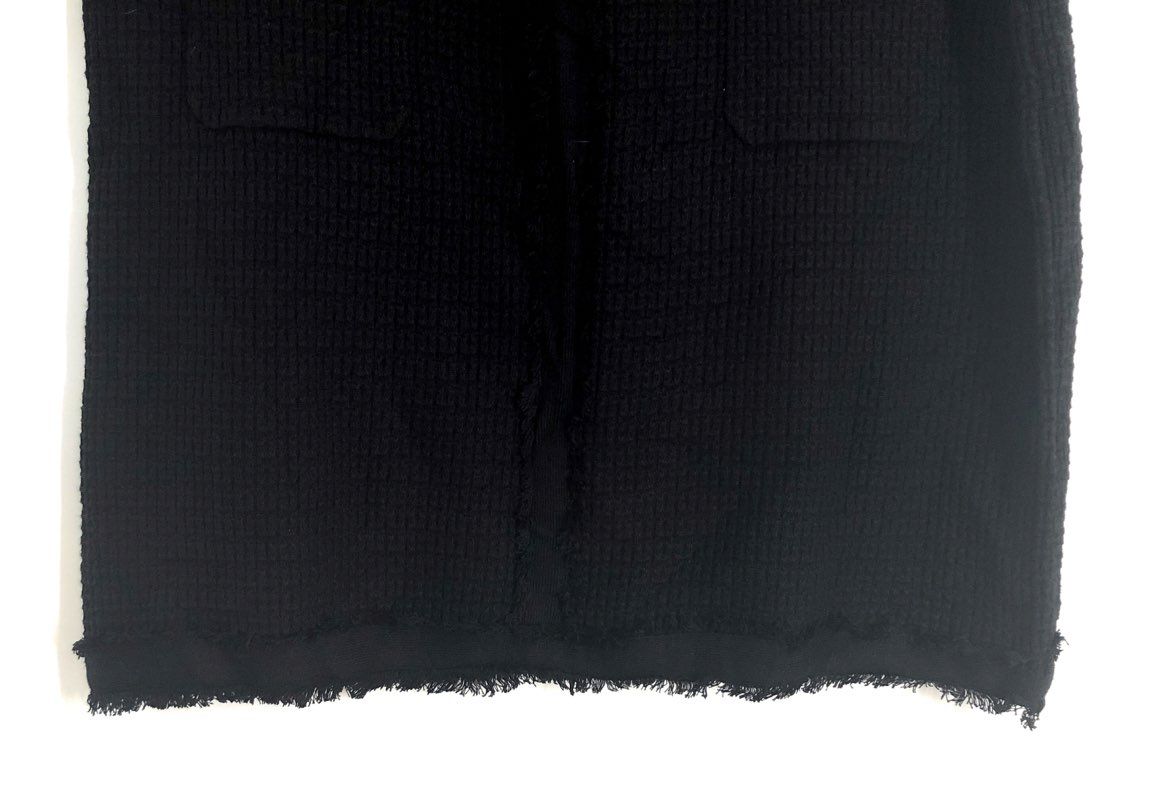 Adrianna Papell Women's Black Textured Knit Frayed Hem Button Skirt Sz M NWT