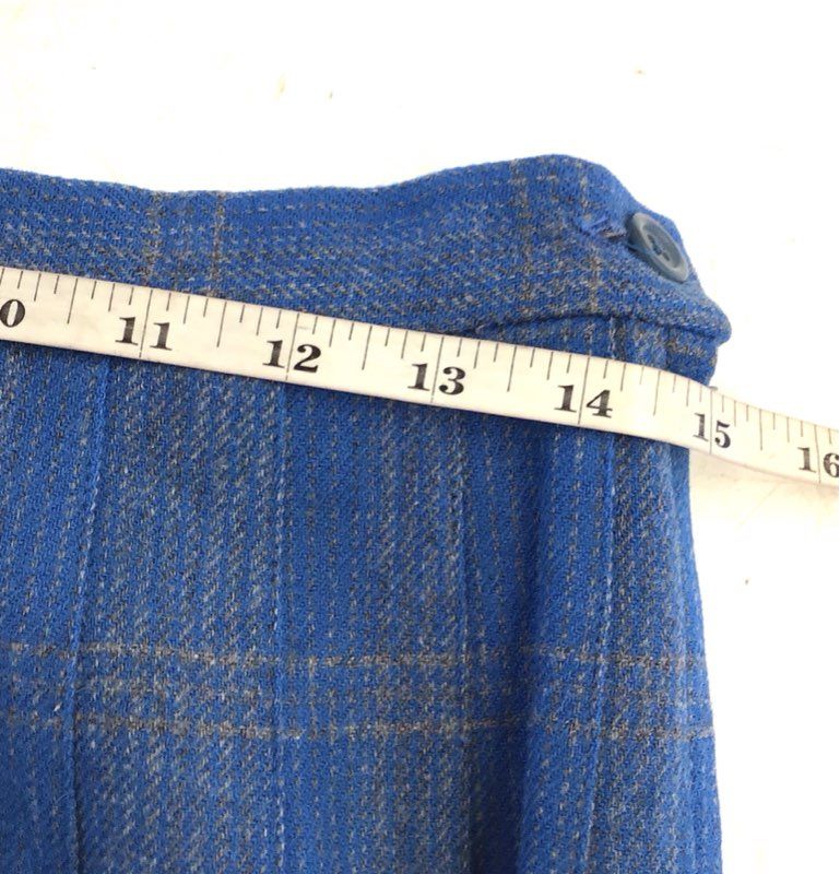 Vintage Pendleton Women's Blue Plaid Wool Pleated Skirt