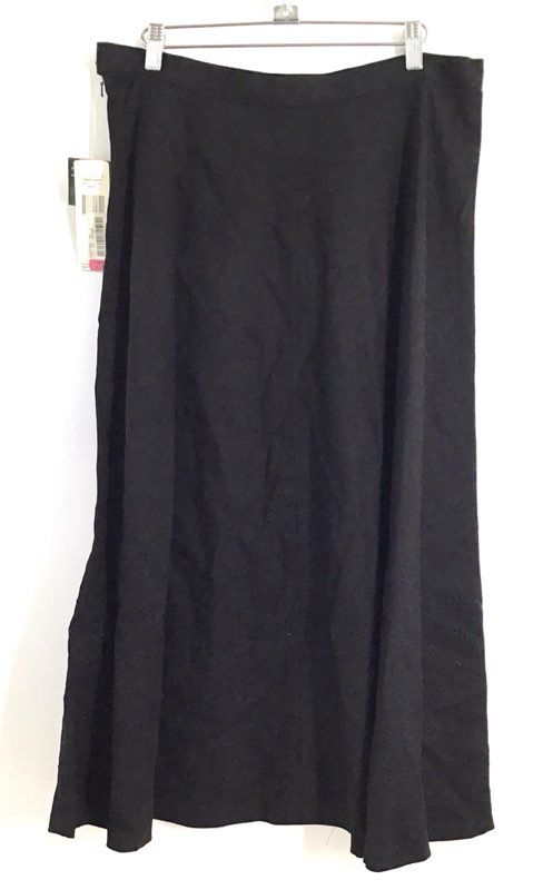 Lauren Ralph Lauren Women's Sevilla-F Skirt Black Linen Cotton Eyelet NWT 12