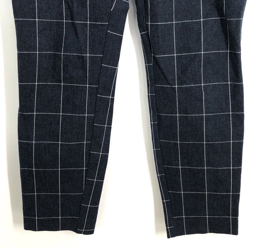 Gap Women's Signature Skinny Ankle Pants Blue White Grid Windowpane Check Sz 8