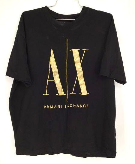 Armani Exchange Men's Black Gold Short Sleeve Logo T-Shirt - Size XL With COA