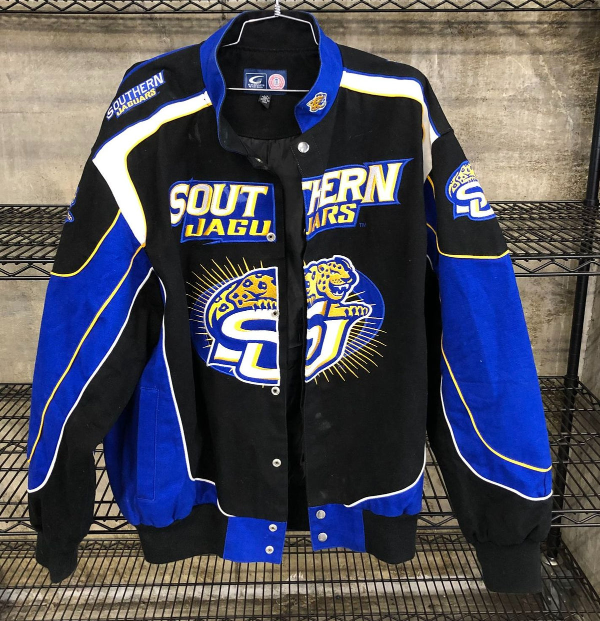 G-III Sports Men's Black/Blue/Yellow Southern University Jaguars Jacket - Size L