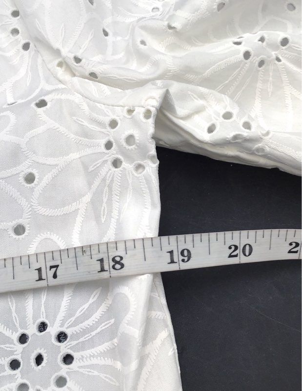 Perceptions Women's White Cotton Floral Eyelet Open Front Blazer NWT Sz M