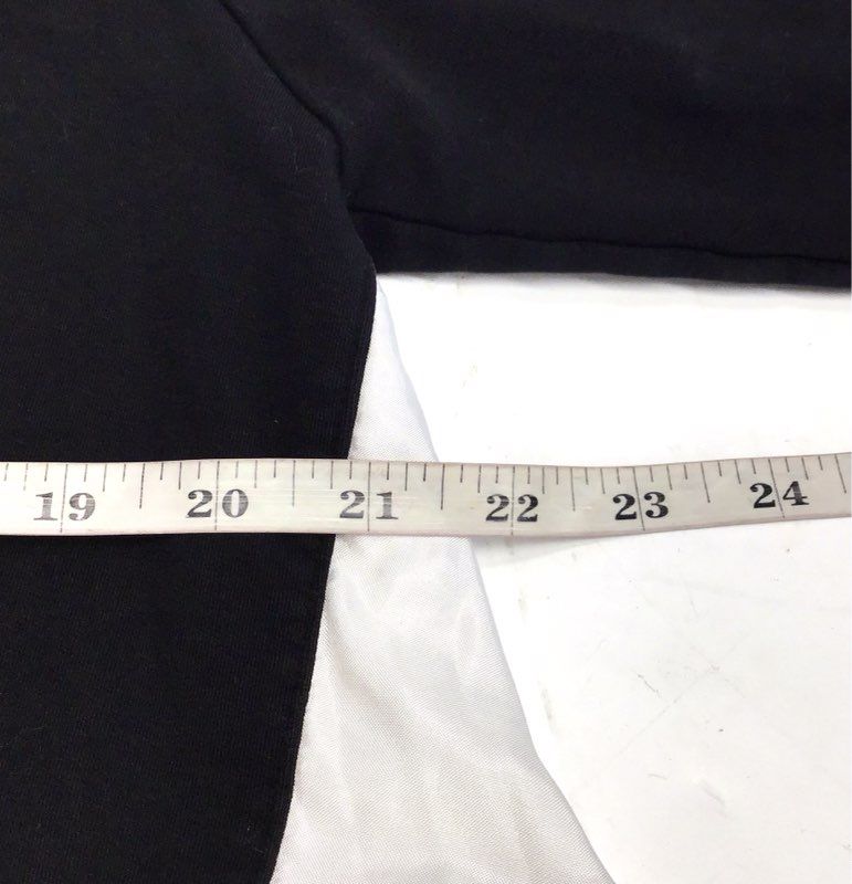 Clu Women's Black Sweatshirt White Contrast Pleated Satin Back Mixed Media Sz S