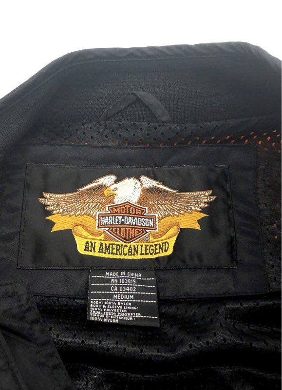 Vintage Harley-Davidson Nylon Bomber Jacket Embroidered Back Logo Orange Sz M