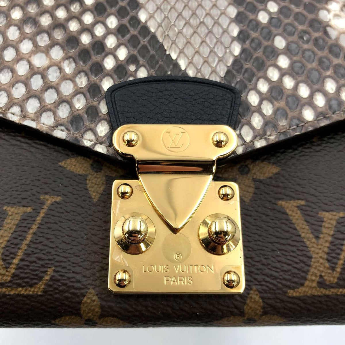 NIB Louis Vuitton Inspired Pallas LV Monogram Canvas & Python Embossed Wallet