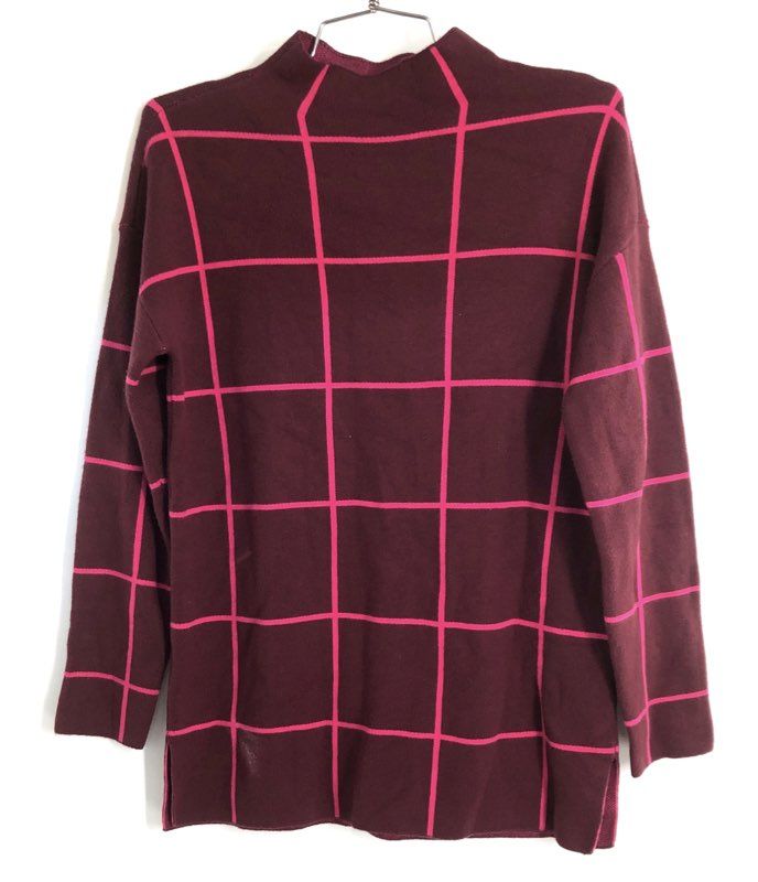 LOFT Women's Burgundy Pink Grid Mock Neck Sweater Sz XS