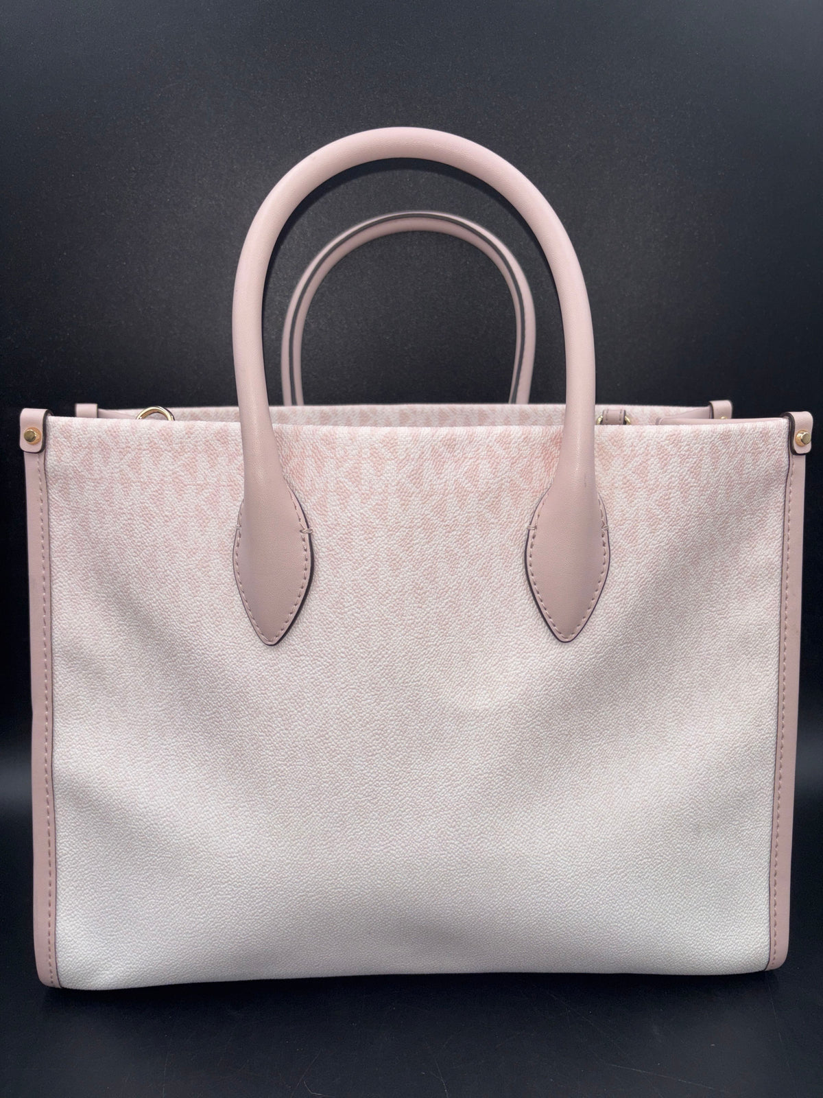 Michael Kors Mirella Powder Pink & White Signature Logo Tote Bag COA