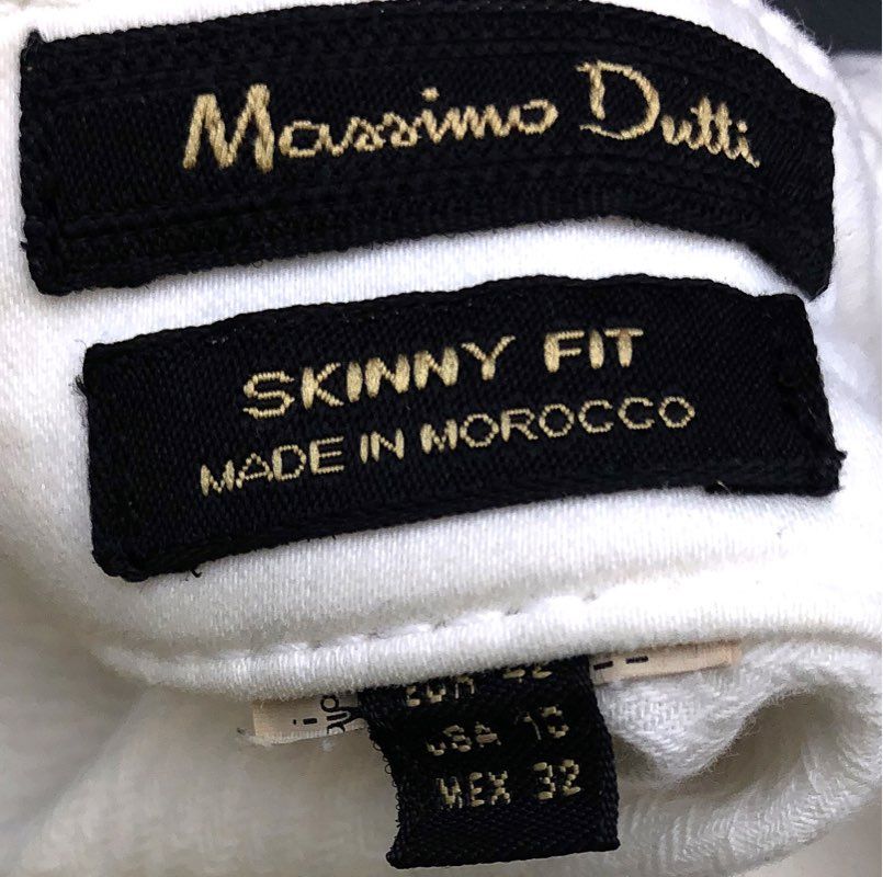 Massimo Dutti Women's White Skinny Fit Stretch Denim Jeans Pants Sz 10