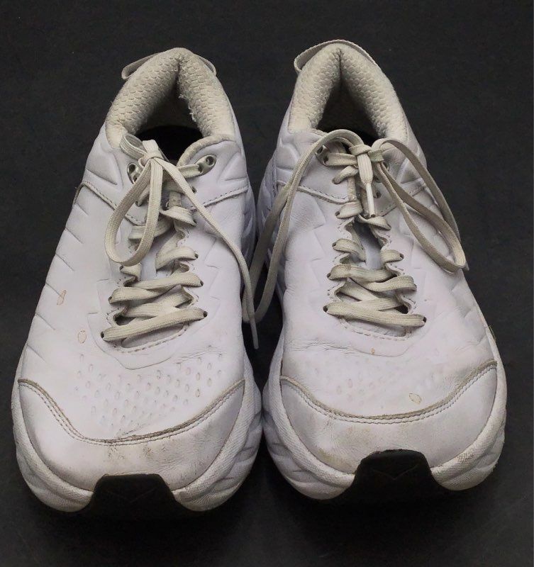 Hoka Bondi SR White Leather Slip Resistant Walking Shoes Women's Size 10.5