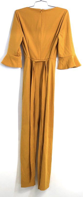 Kasper Women's Jumpsuit Mustard Yellow Bell Sleeve Wide Leg Size S