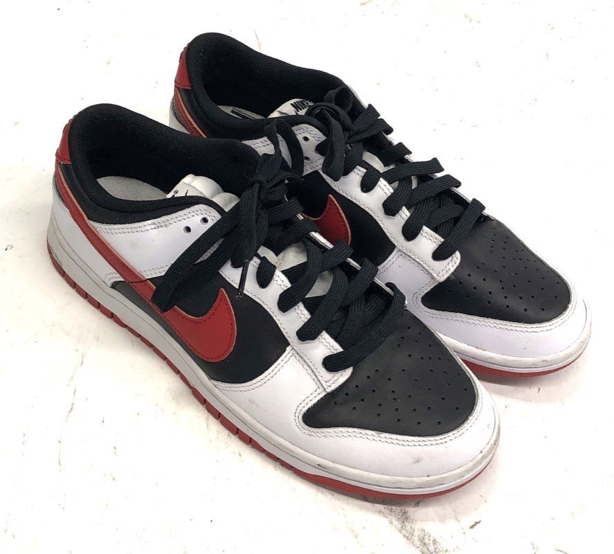 Nike Dunk Low Red Swoosh Panda White Black Gym Red Men's Sneakers Size 8.5