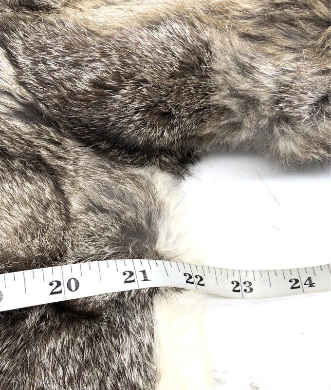 Vintage 80s Women's Rabbit Fur Bomber Jacket Brown Gray Knit Trim Sz L
