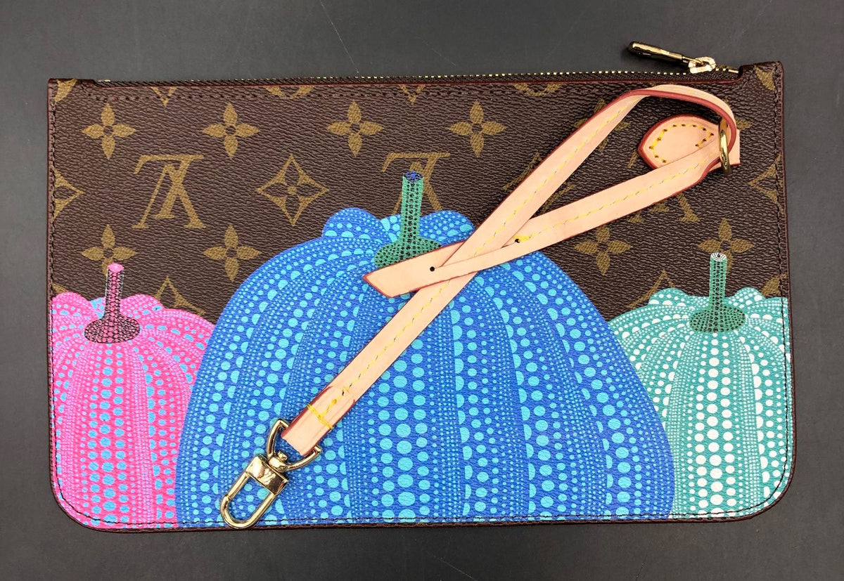 Louis Vuitton Inspired Brown LV Monogram & Multicolor Pumpkin Print Wristlet