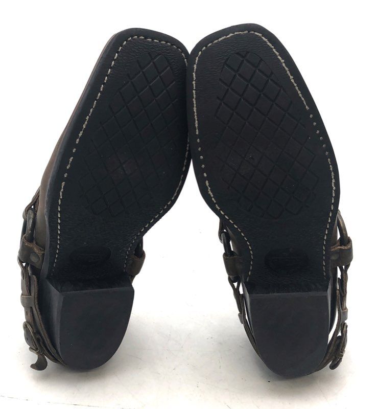 Frye Harness Mule Dark Brown Leather Clogs Square Toe Made in USA Size 7