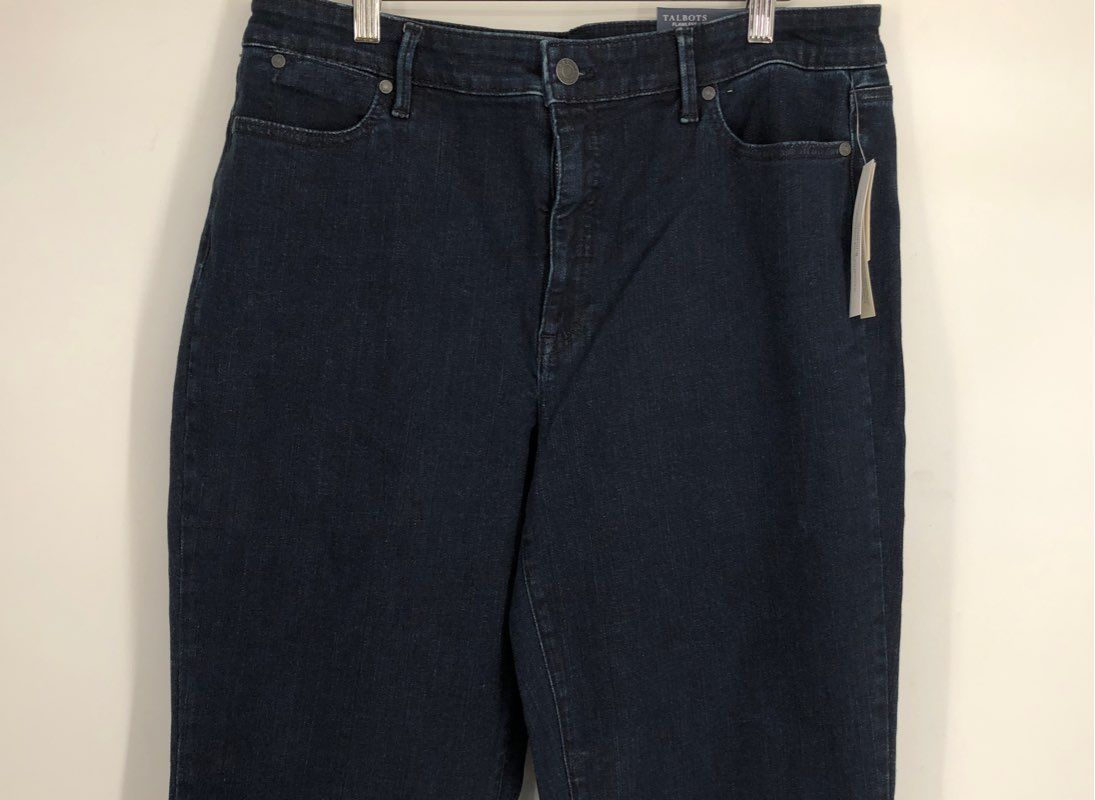 NWT Talbots Flawless Women&#39;s Blue High-Waist Barely Bootcut Jeans - Size 14