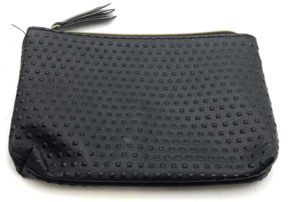 Ipsy Black Studded Texture Cosmetic Makeup Pouch Bag Gold Zipper Pull