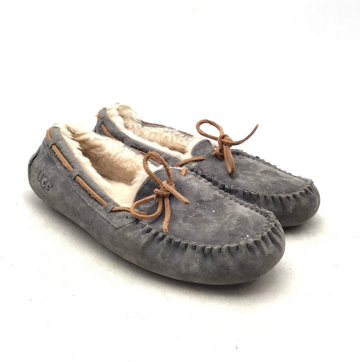 UGG Women&#39;s Gray Moccasin Slippers - Size 10