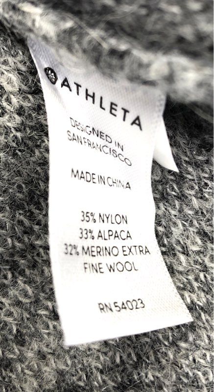 Athleta Women's Gray Camo Alpaca Merino Wool Blend Sweater Pullover Sz XS