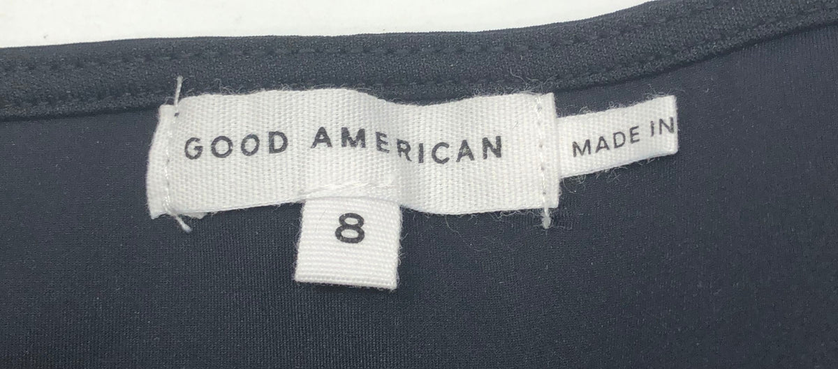 Good American Women's Black Square Neck Sleeveless Bodysuit Style GB0375 Sz 8