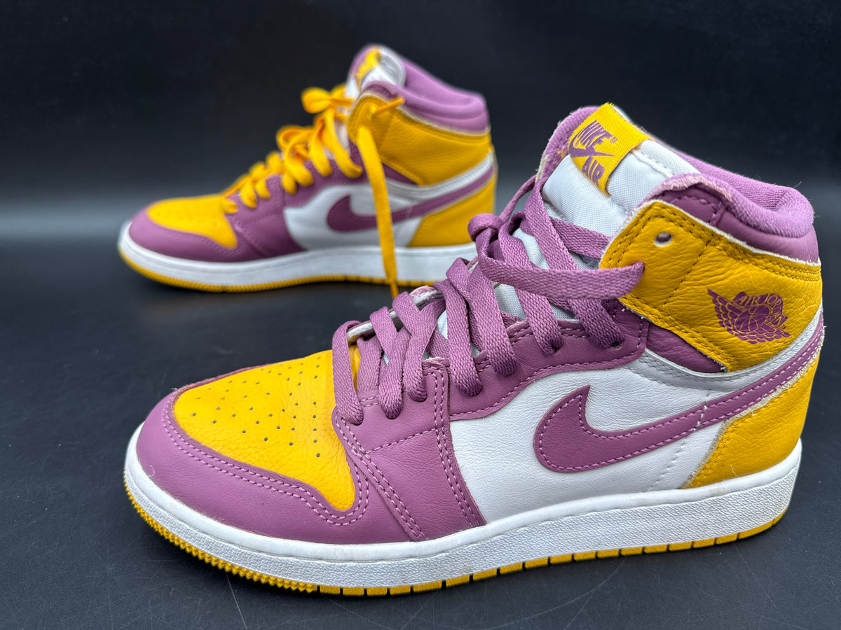Nike Air Jordan 1 Retro High OG Brotherhood University Gold Purple Size 6Y COA