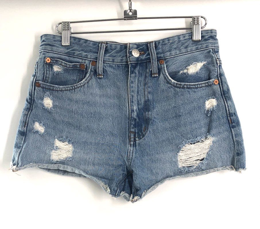 Madewell Women's Distressed Blue Slim Boyjean & Relaxed Denim Shorts Lot Sz 24