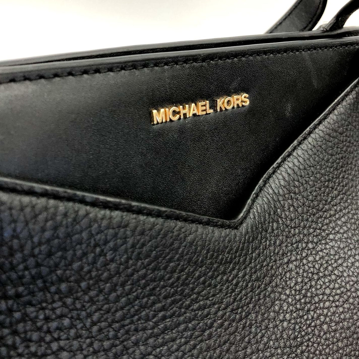 Michael Kors 'Whitney' Black Pebbled Leather Tote with Gold-Tone Hardware (+COA)
