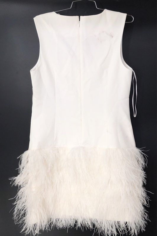 NWT Milly Women's White Veronica Cady Feather Mini Dress - Size 10