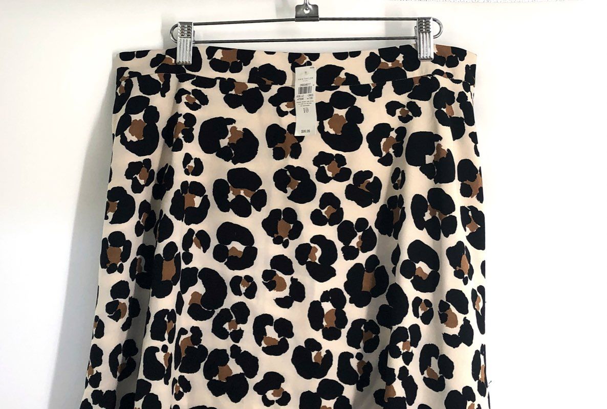 Ann Taylor Factory Women's Cheetah Leopard Print A-Line Midi Skirt NWT Sz 10