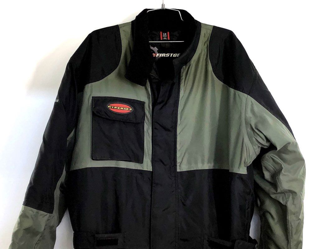 Firstgear Men's 1-Pc Motorcycle Suit Black Olive Hypertex Insulated Sz L