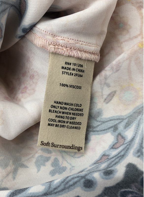 Soft Surroundings Women's Nassau Shirtdress Peach Blue Floral Maxi S NWT