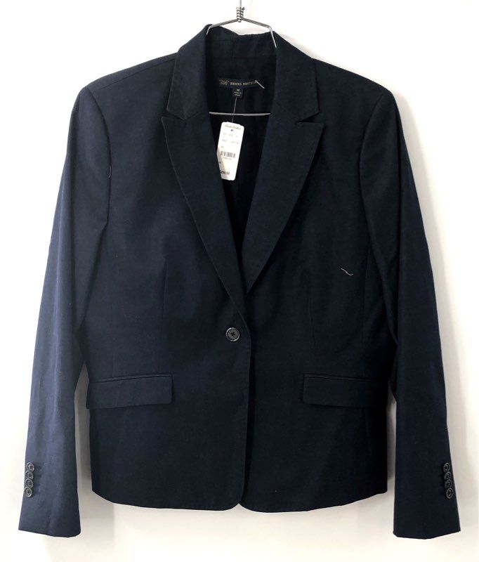 Brooks Brothers 346 Women's Blazer Navy Blue Cotton Wool Blend NWT Sz 14