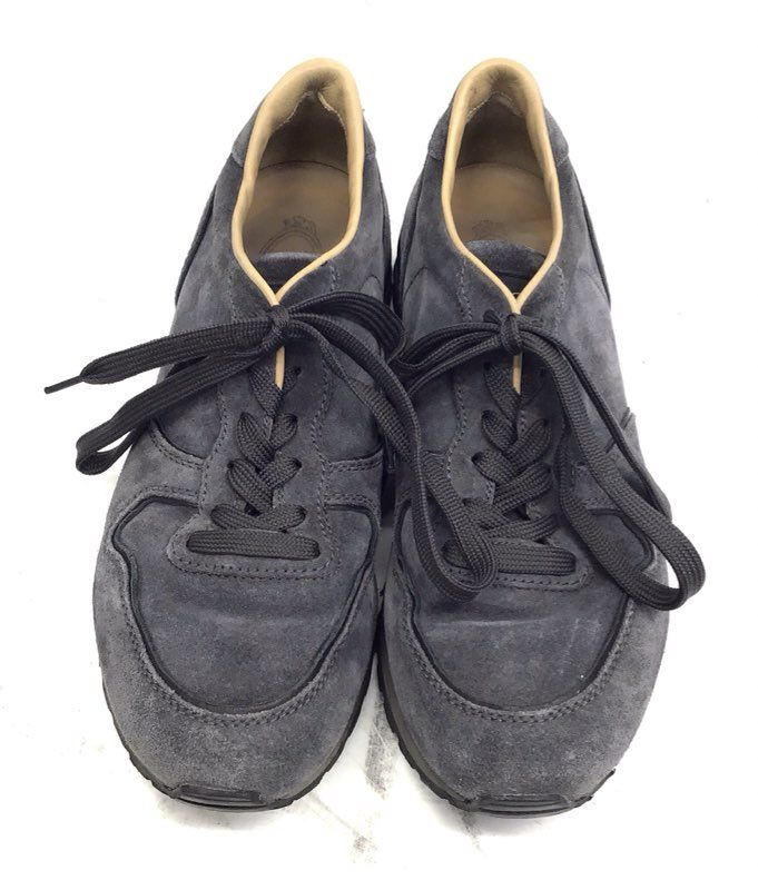 Tod's Men's Grey Suede Low Top Sneakers Gommino Pebble Heel Size 7.5