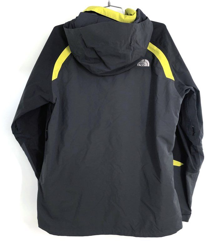 The North Face Men's HyVent Hooded Rain Shell Jacket Black Gray Neon Yellow L