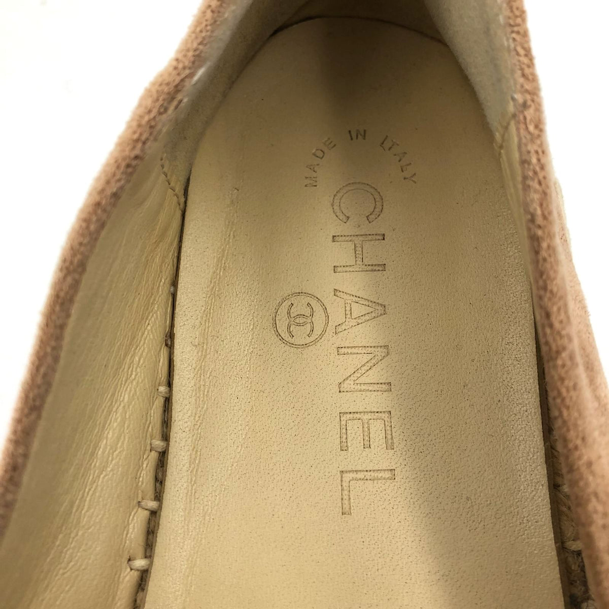 Chanel Inspired Women's Tan/Black Suede Cap Toe Espadrille CC Flats - Size 41