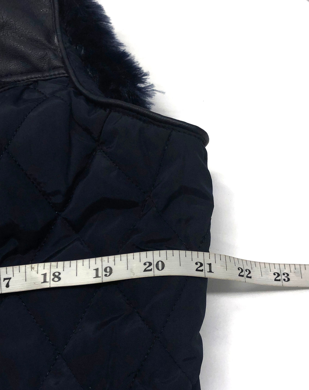 Palomares Fashions Of Calif Women's Navy Quilted Vest Faux Fur Lined NWT Sz XL